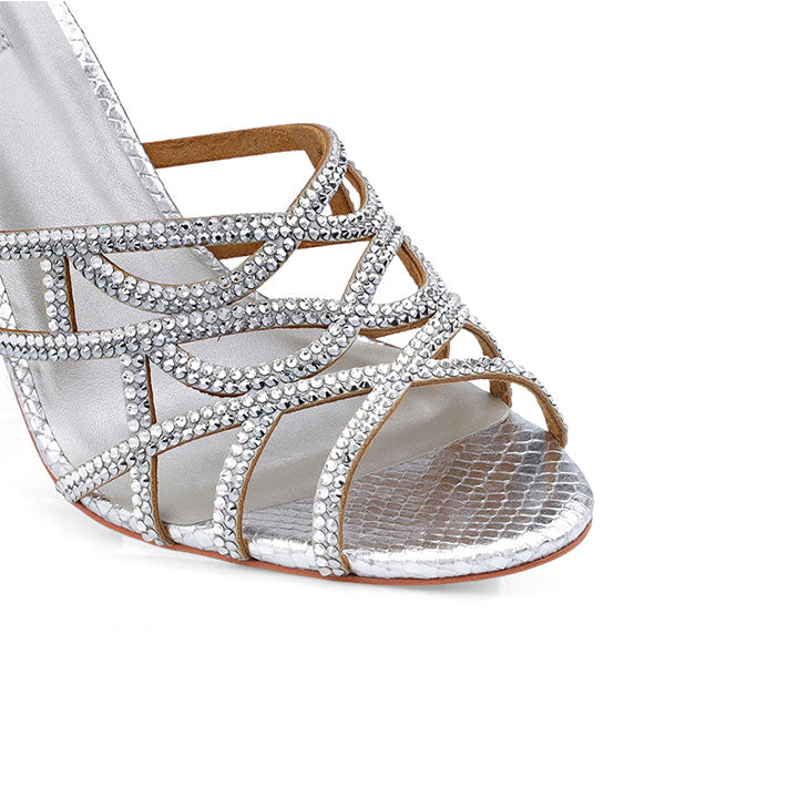 Sabine - Silver Luxury Embellished High Heel