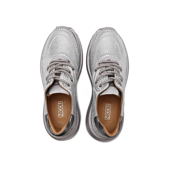 Azalea-Grey Luxury Embellished Sneakers 