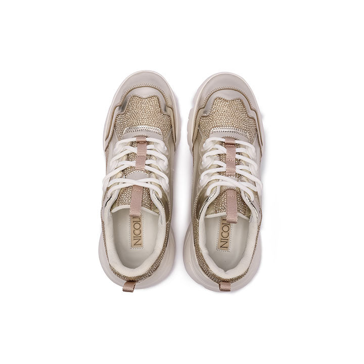 Bernie-Gold | Women's Luxury Embellished Sneakers | Nicoli Shoes