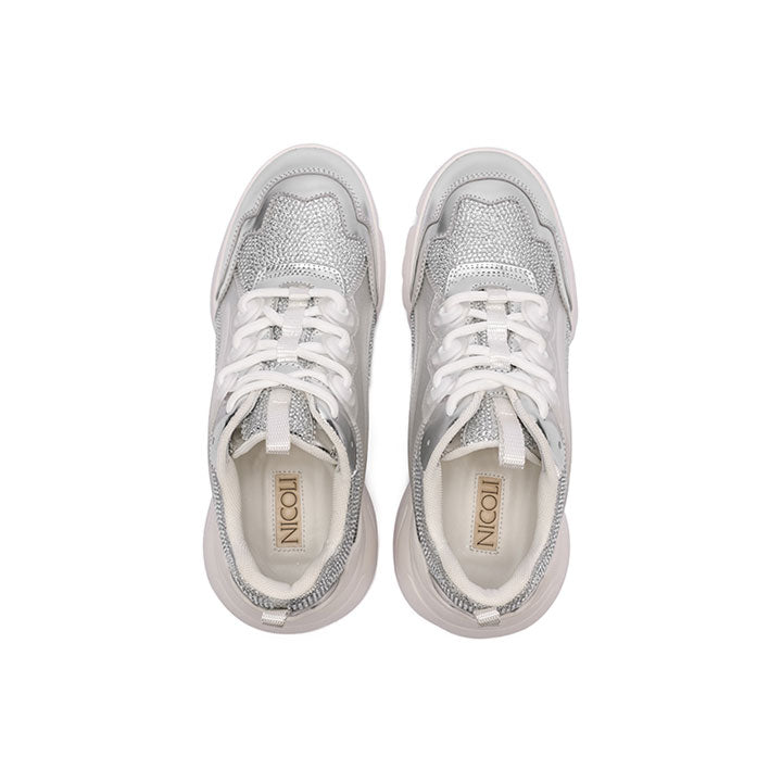 Bernie-Silver Luxury Embellished Sneakers