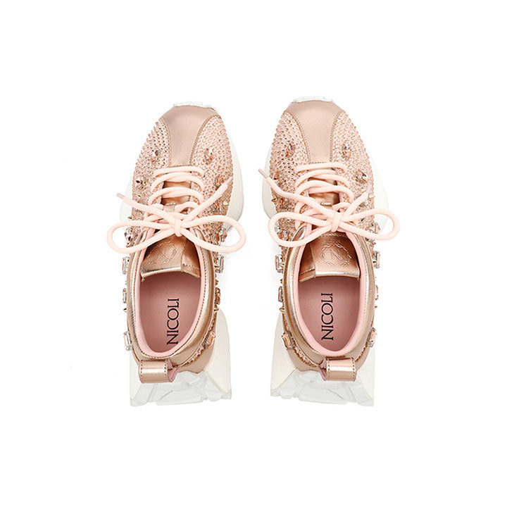 Eileen-Peach Luxury Embellished Sneakers 