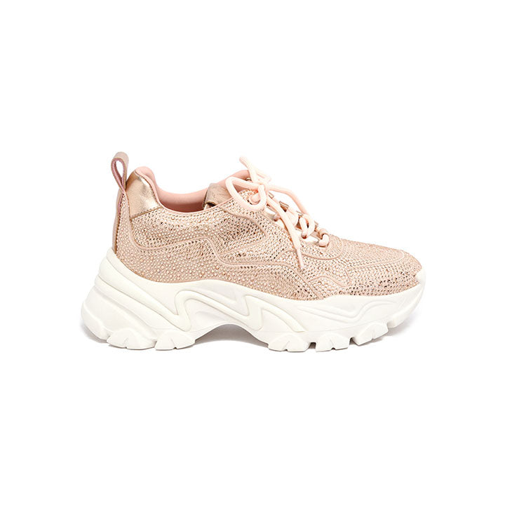 Elowen-Peach Luxury Embellished Sneakers 