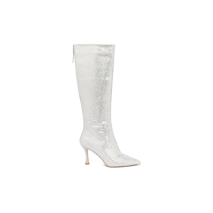 Enero-Silver  Luxury Embellished Boots