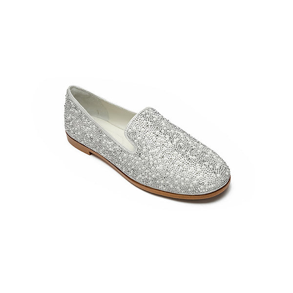 Ingbert Silver  Luxury Embellished Moccasi