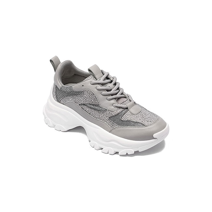 Sharon-Grey Luxury Embellished Sneakers 